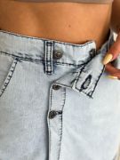 Kot Jeans Kesimetrik Kesim Cepli Şortlu Etek - Gri resmi